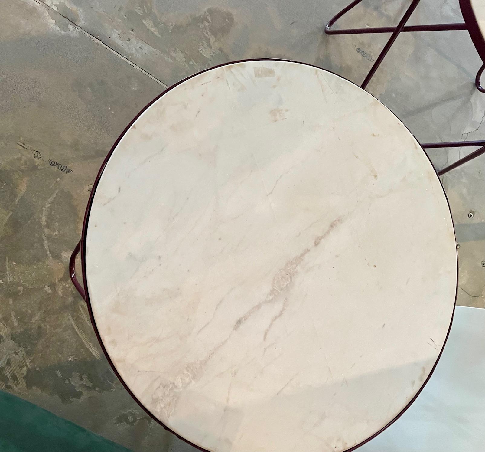 Round Vintage Marble Coffee Table In Good Condition In Millbrook, NY