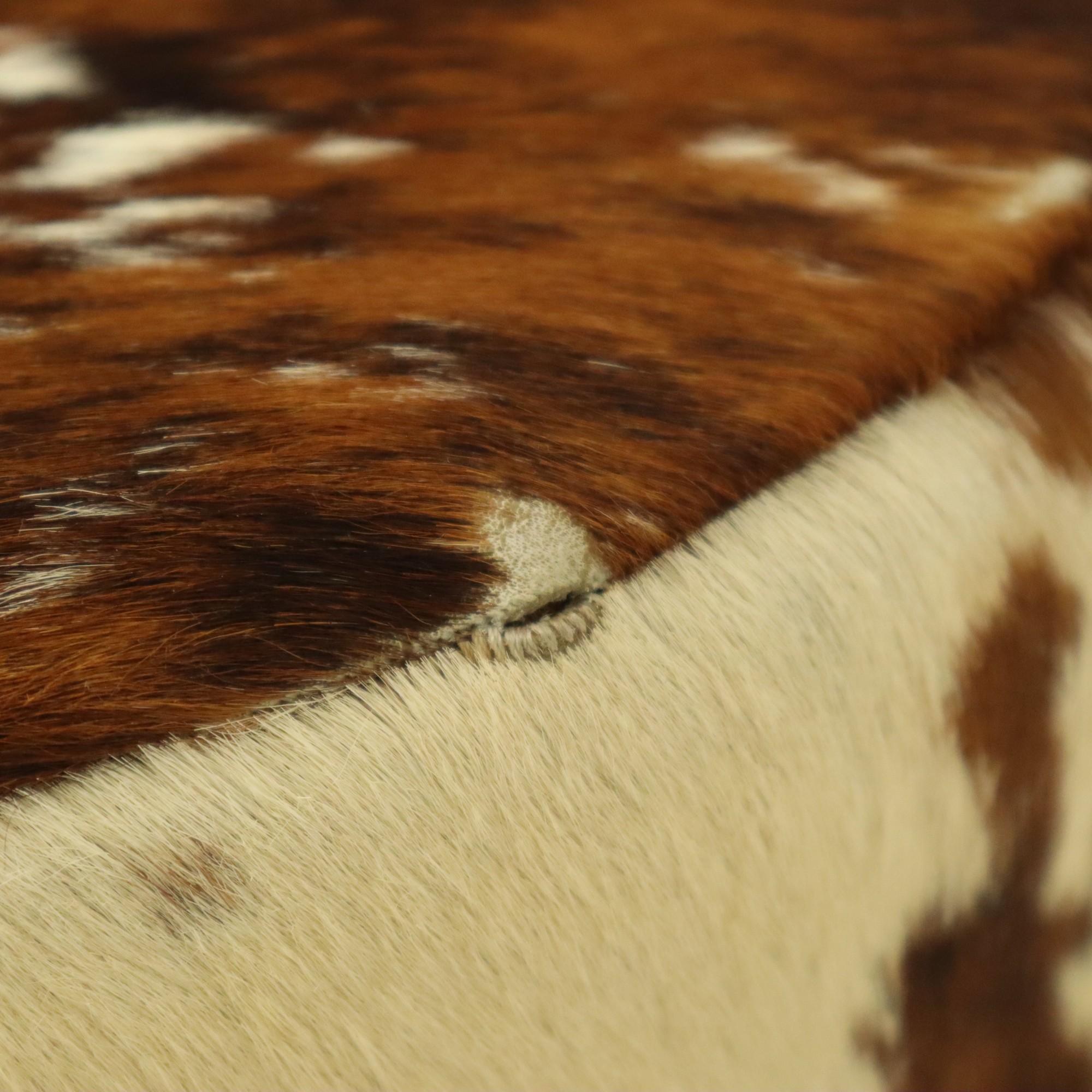 Runde Vintage Pouf Rindsleder Sixties 47cm im Angebot 5