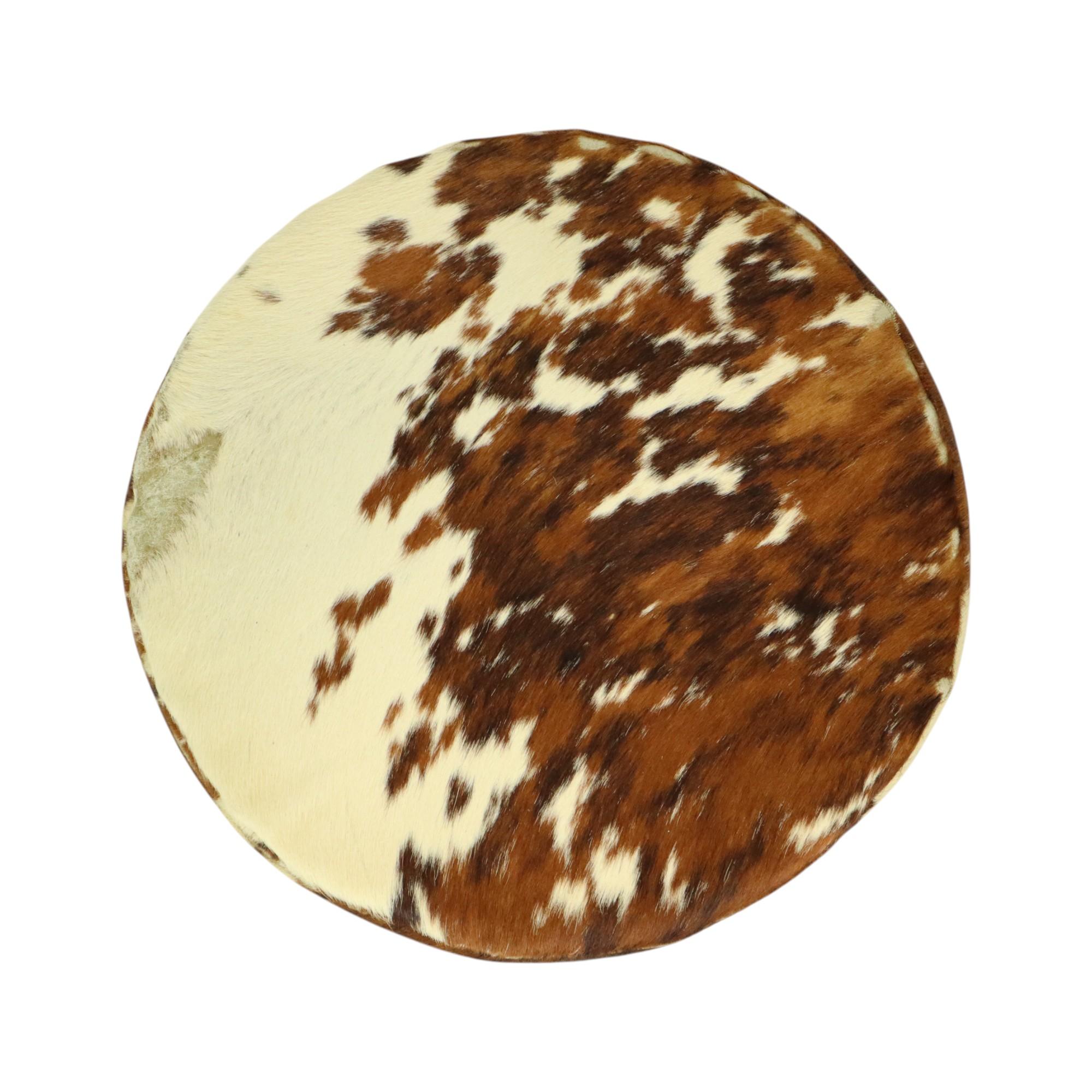 Runde Vintage Pouf Rindsleder Sixties 47cm (Leder) im Angebot