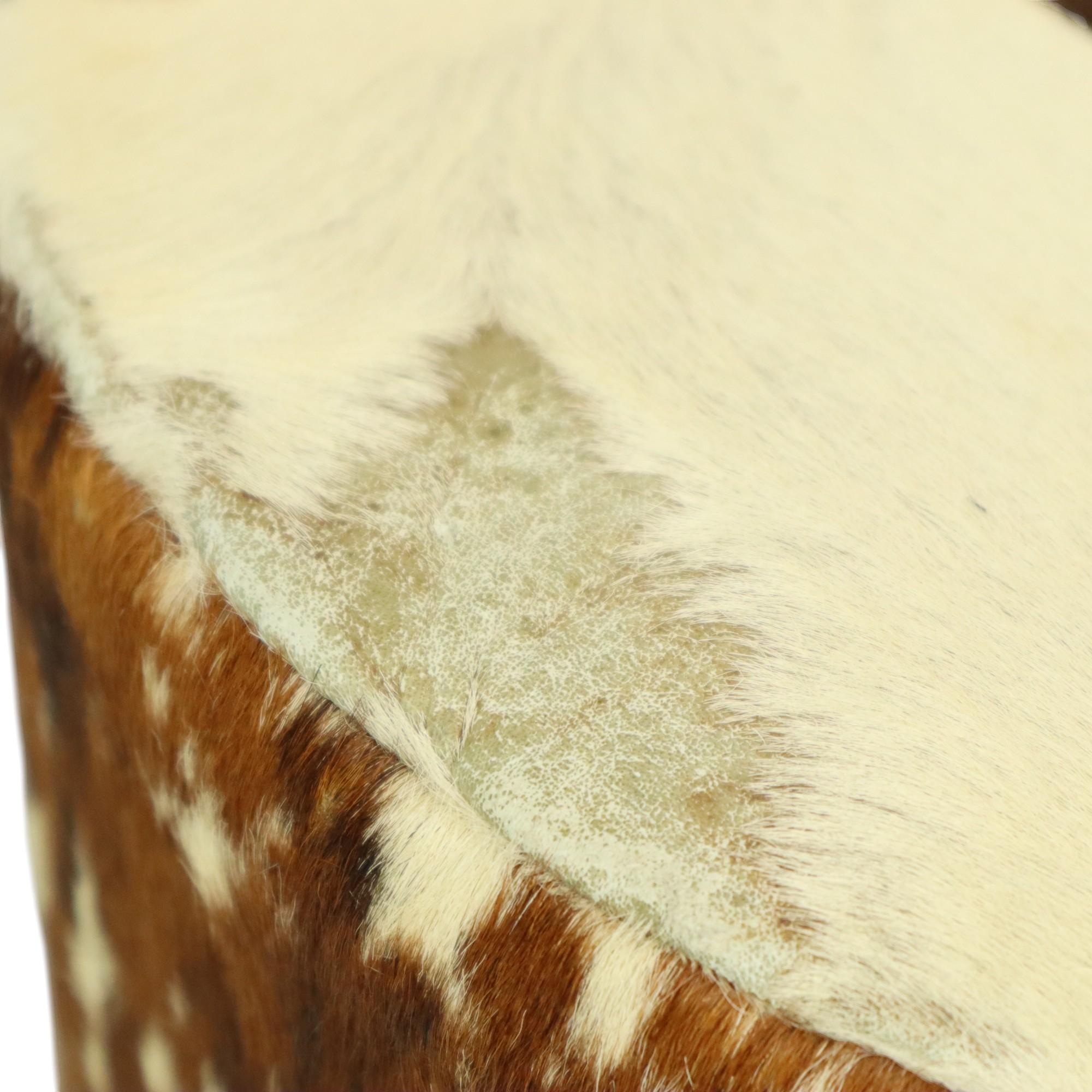 Runde Vintage Pouf Rindsleder Sixties 47cm im Angebot 3