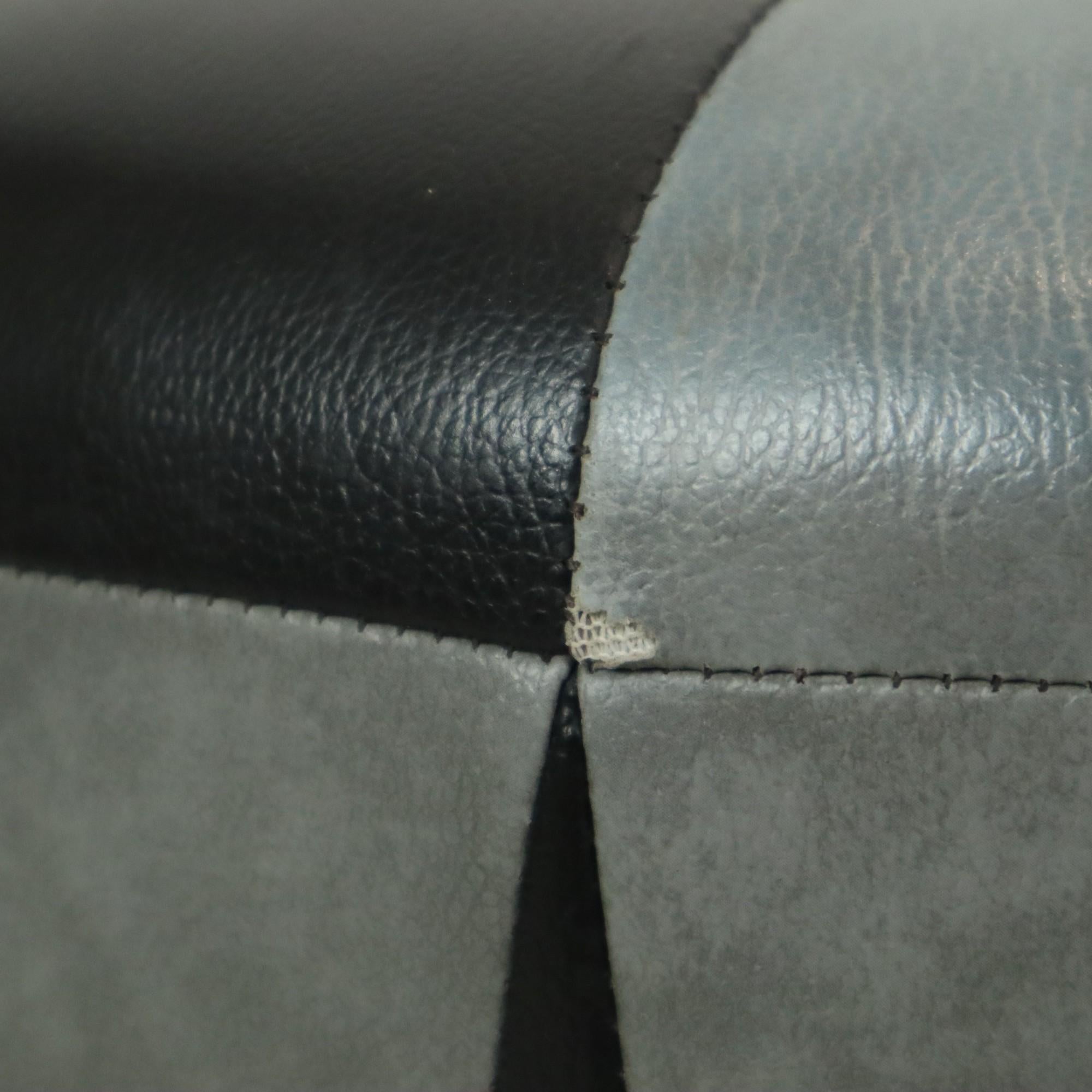 Round Vintage Pouf Gray Black Two-tone Skai Sixties For Sale 6
