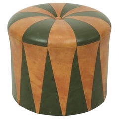 Round Vintage Pouf Green Brown Two-tone Skai Sixties