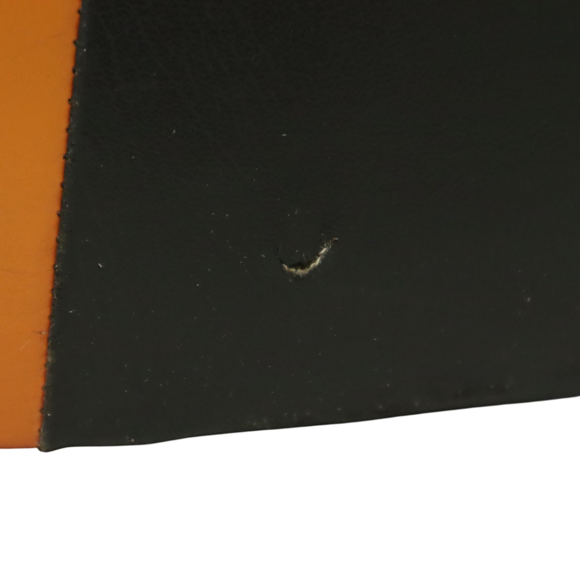 Round Vintage Pouf Orange Black Leatherette 1960s For Sale 5