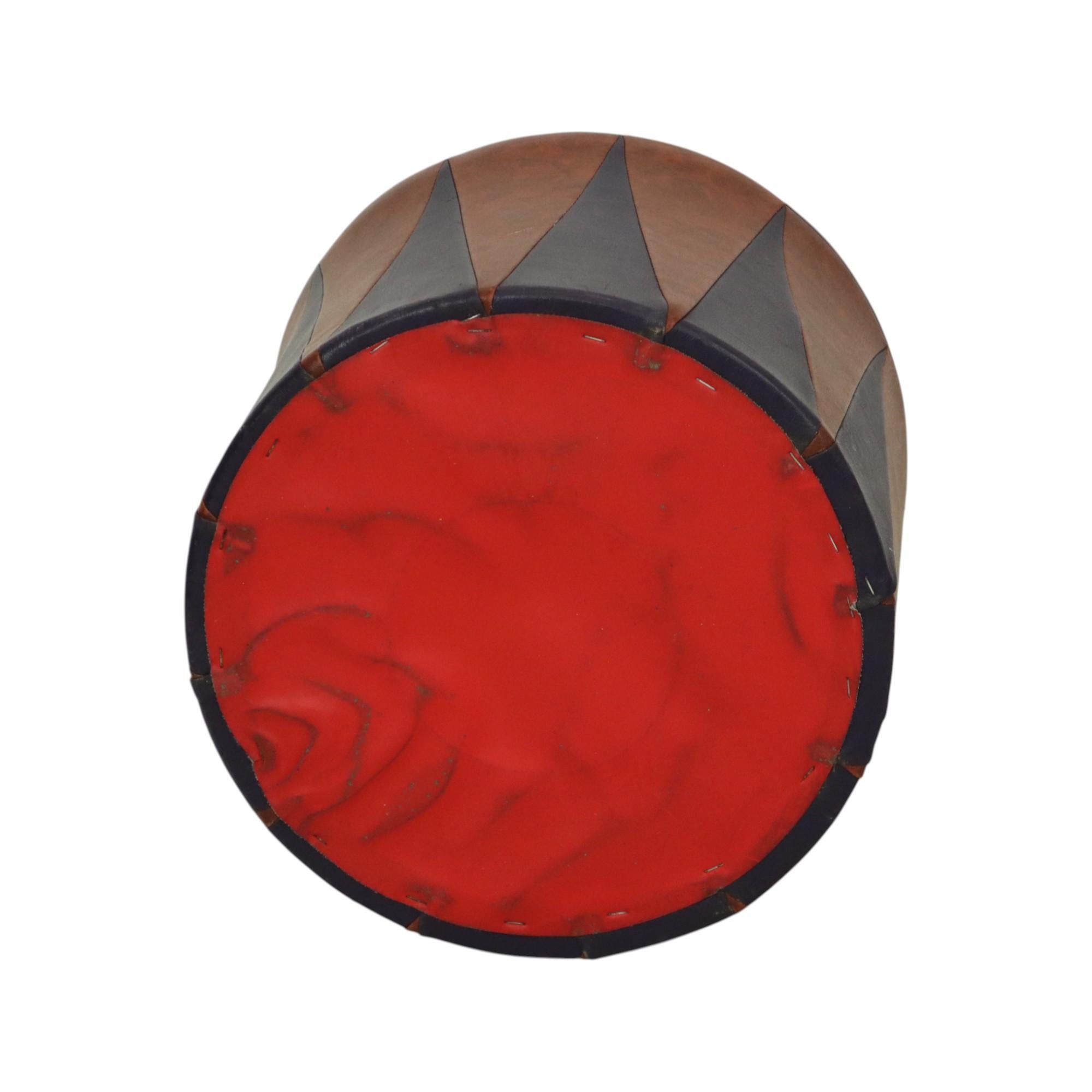 Round Vintage Pouf Purple Bordeaux Two-tone Skai Sixties For Sale 4