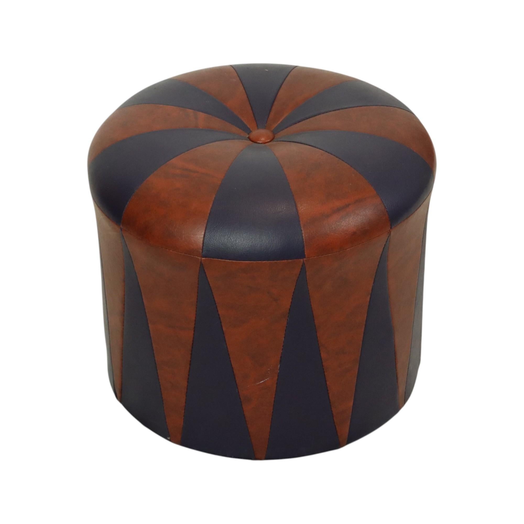 Round Vintage Pouf Purple Bordeaux Two-tone Skai Sixties For Sale 2