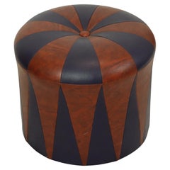 Round Vintage Pouf Purple Bordeaux Two-tone Skai Sixties