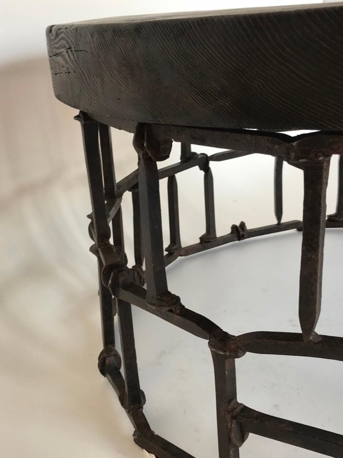 Steampunk Custom Round Vintage Railroad Spike Coffee Table