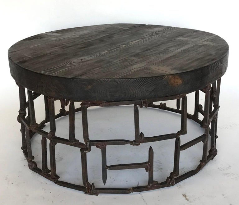 Round Vintage Railroad Spike Coffee Table For Sale At 1stdibs