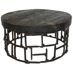 Custom Round Vintage Railroad Spike Coffee Table