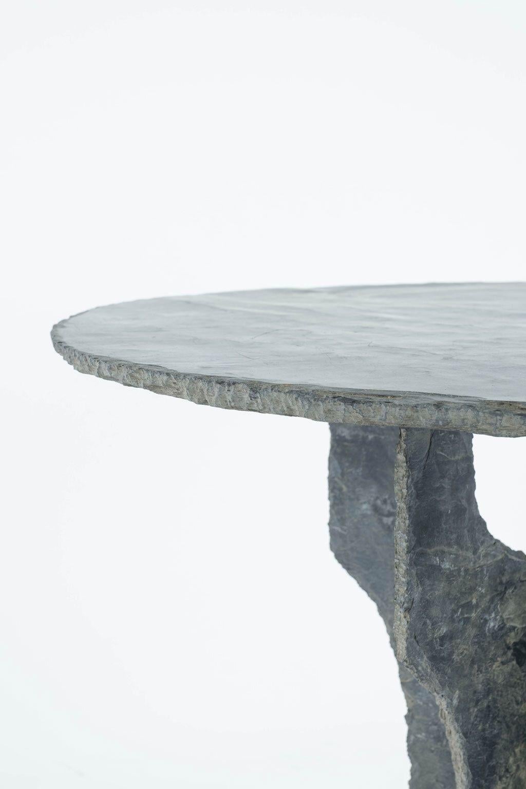 Modern Round Vintage Slate Side Table For Sale