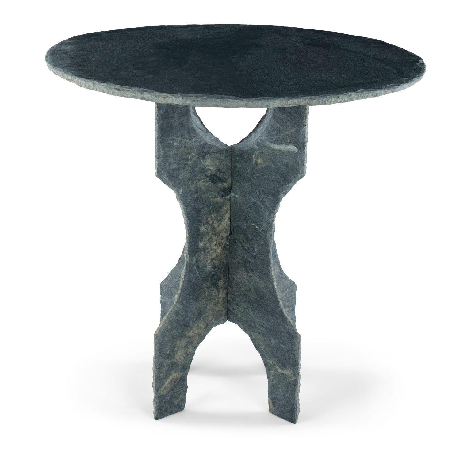 French Round Vintage Slate Side Table For Sale