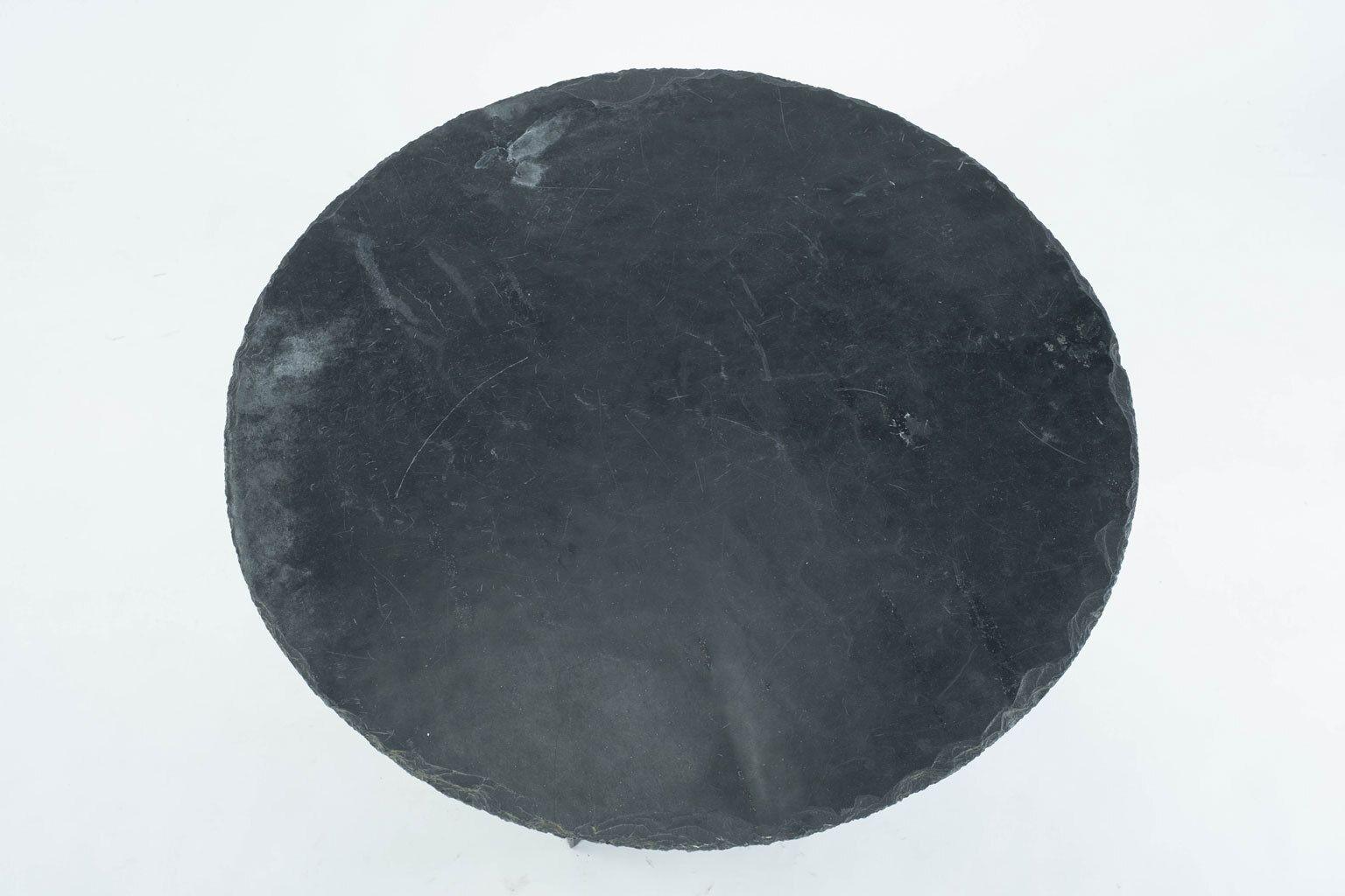 Round Vintage Slate Side Table In Fair Condition For Sale In Houston, TX