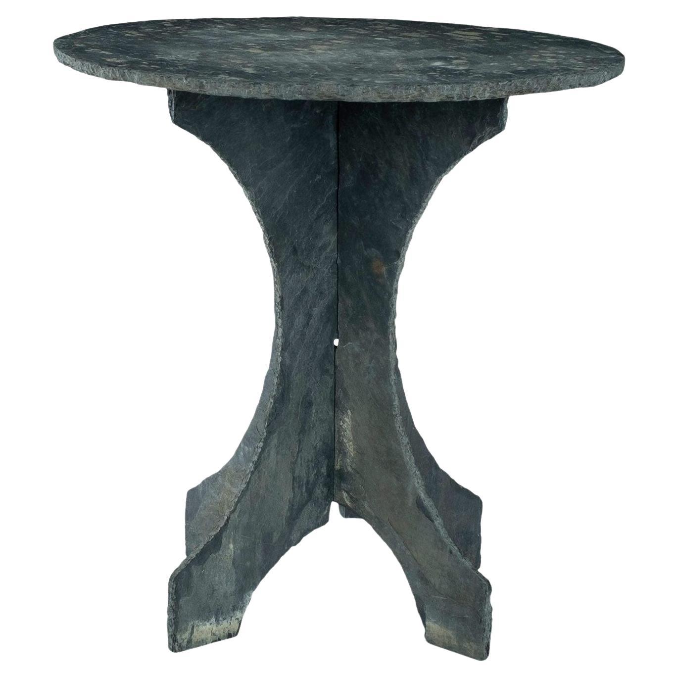 Round Vintage Slate Side Table