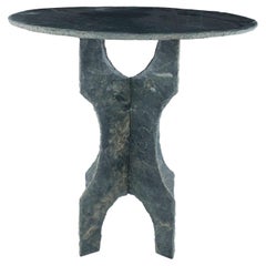 Round Used Slate Side Table