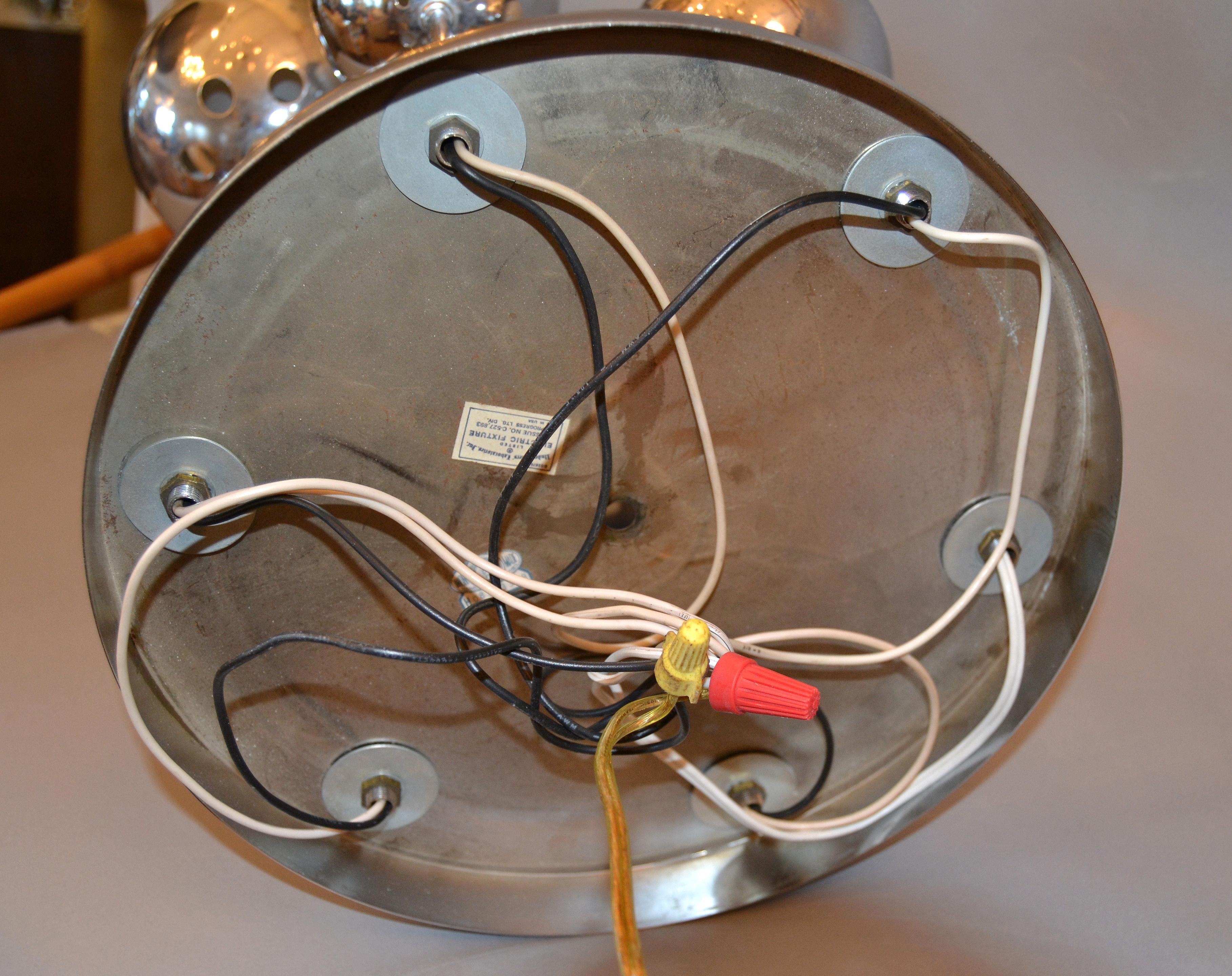 Late 20th Century Round Vintage Space Age Six-Light Chrome Ball Ceiling Light Fixture Flush Mount