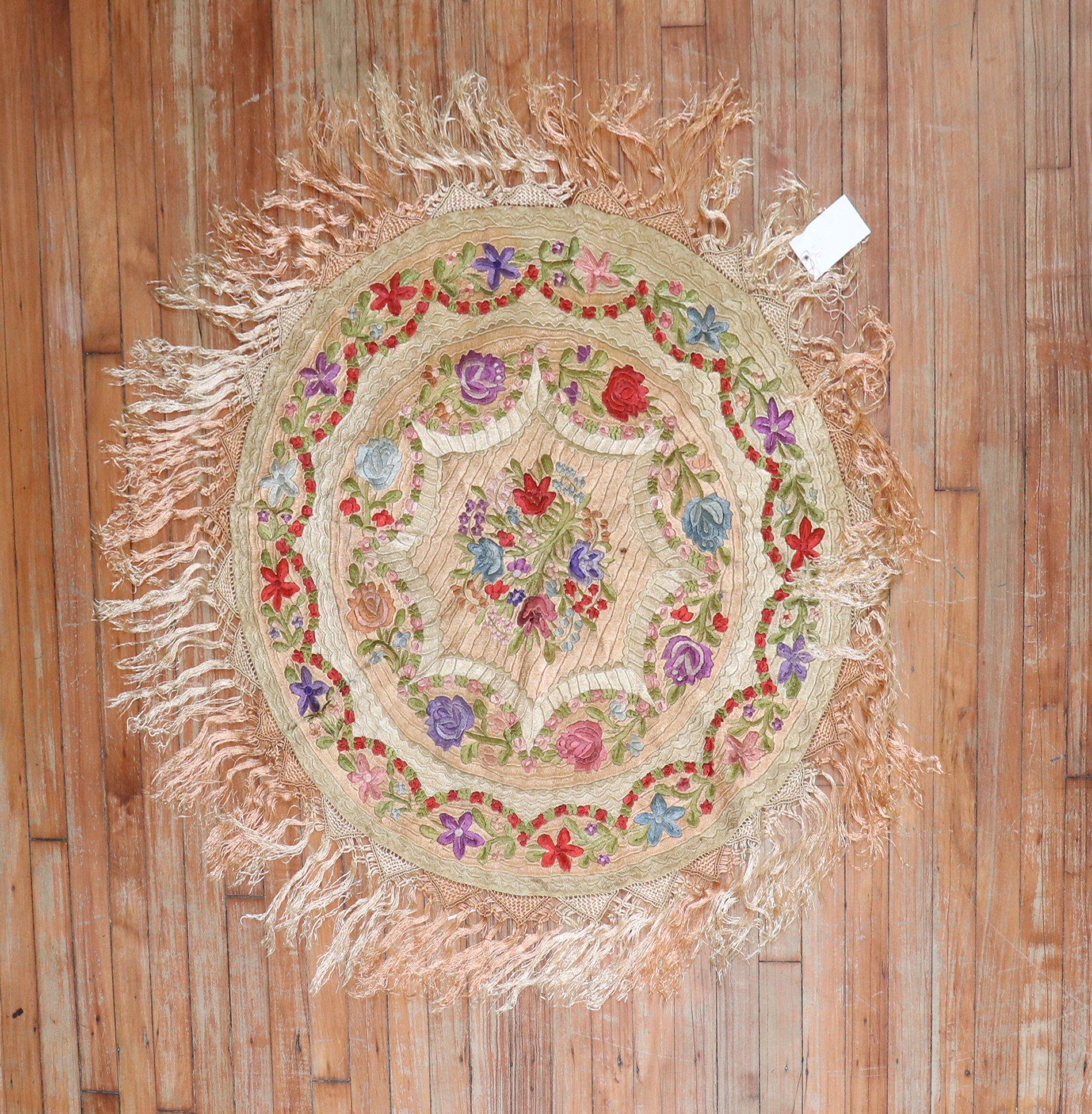 One of a kind colorful hand-embroidered Hungarian textile from the late 20th century

Measures: 33” x 34”.