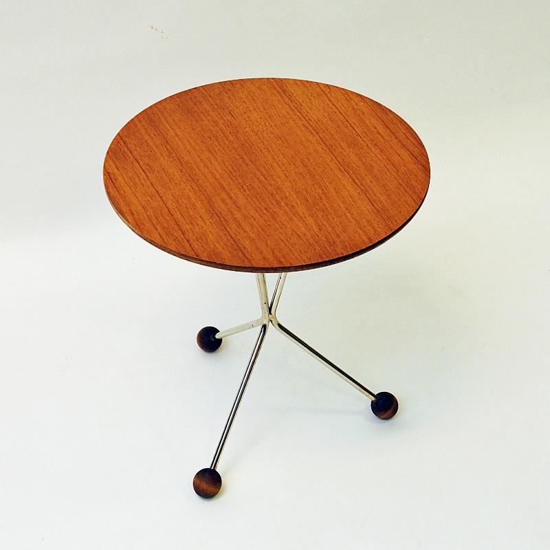 Mid-20th Century Round Vintage Teak Side Table by Albert Larsson for Tibro 1950s-Sweden