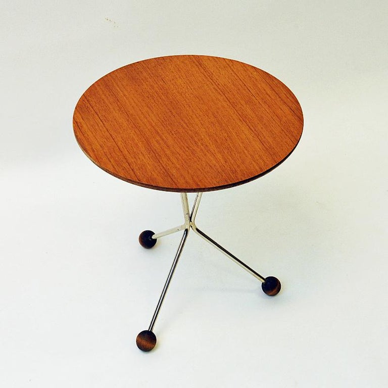 Mid-20th Century Round Vintage Teak Side Table by Albert Larsson for Tibro 1950s-Sweden For Sale