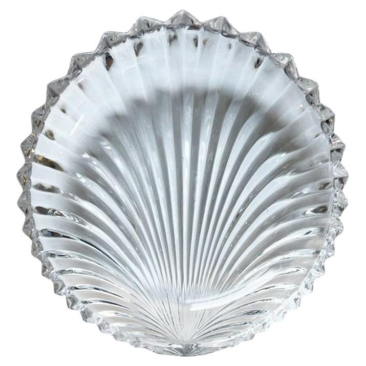 Round Vintage Villeroy & Boch Glass Scalloped Shell Trinket Dish For Sale