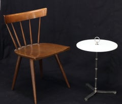 Tavolo Occasionale Centrale Laterale con Piano in Vetro Vitrolite Rotondo e Cromo Solido Pesante