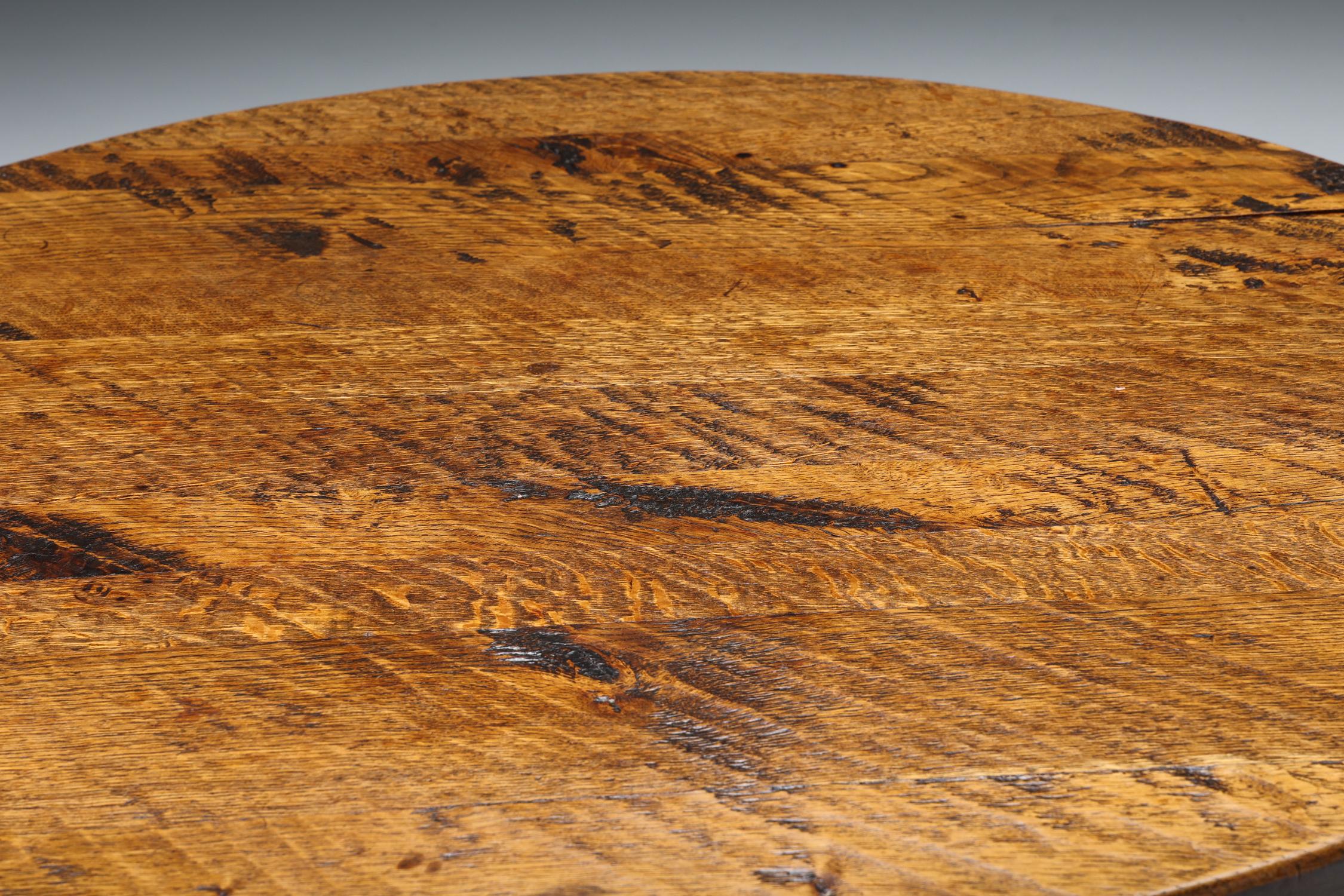 Mid-20th Century Round Wabi-Sabi Rustic Coffee Table, France, 1940s For Sale