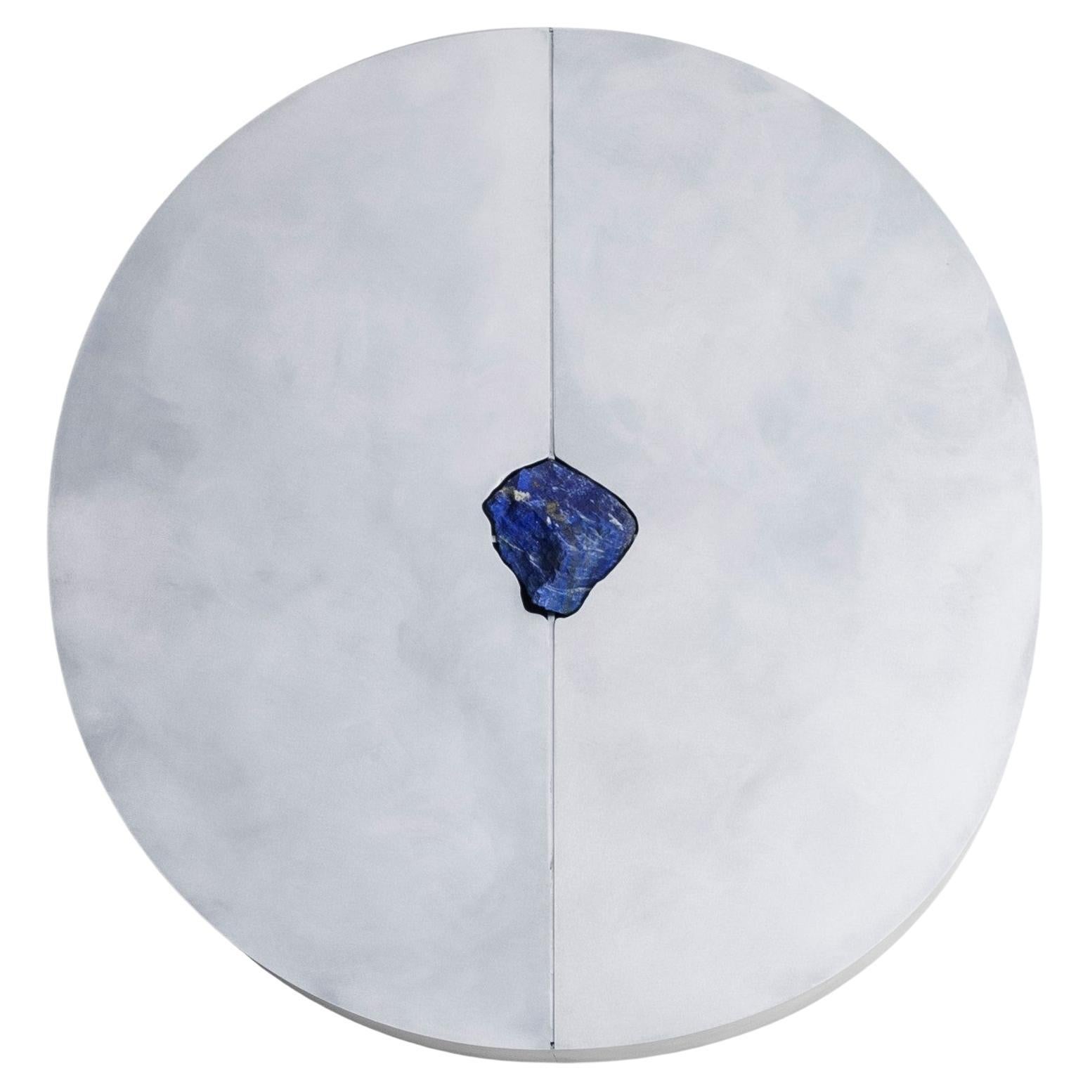 Round Wall Cabinet with Lapis Lazuli by Pierre De Valck For Sale