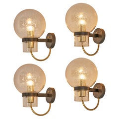 Round Wall Light in Brass and Glass
