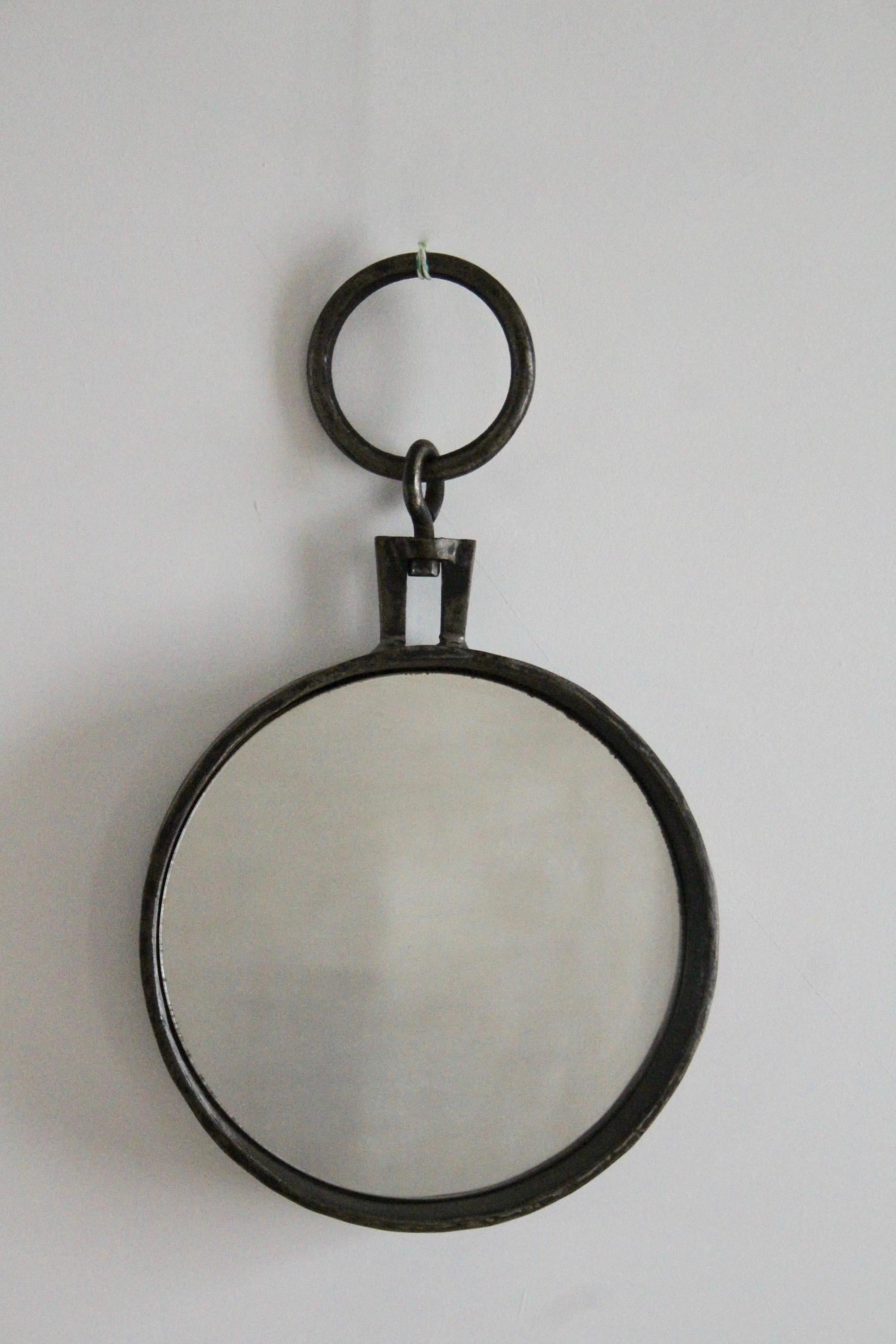 Late 20th Century Round wall metal mirror  For Sale