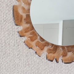 Espejo de pared redondo de cristal acrílico helado de Kalmar, años 70