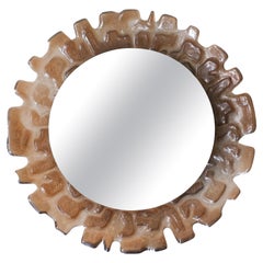 Miroir mural rond en verre de glace acrylique de Kalmar, années 1970