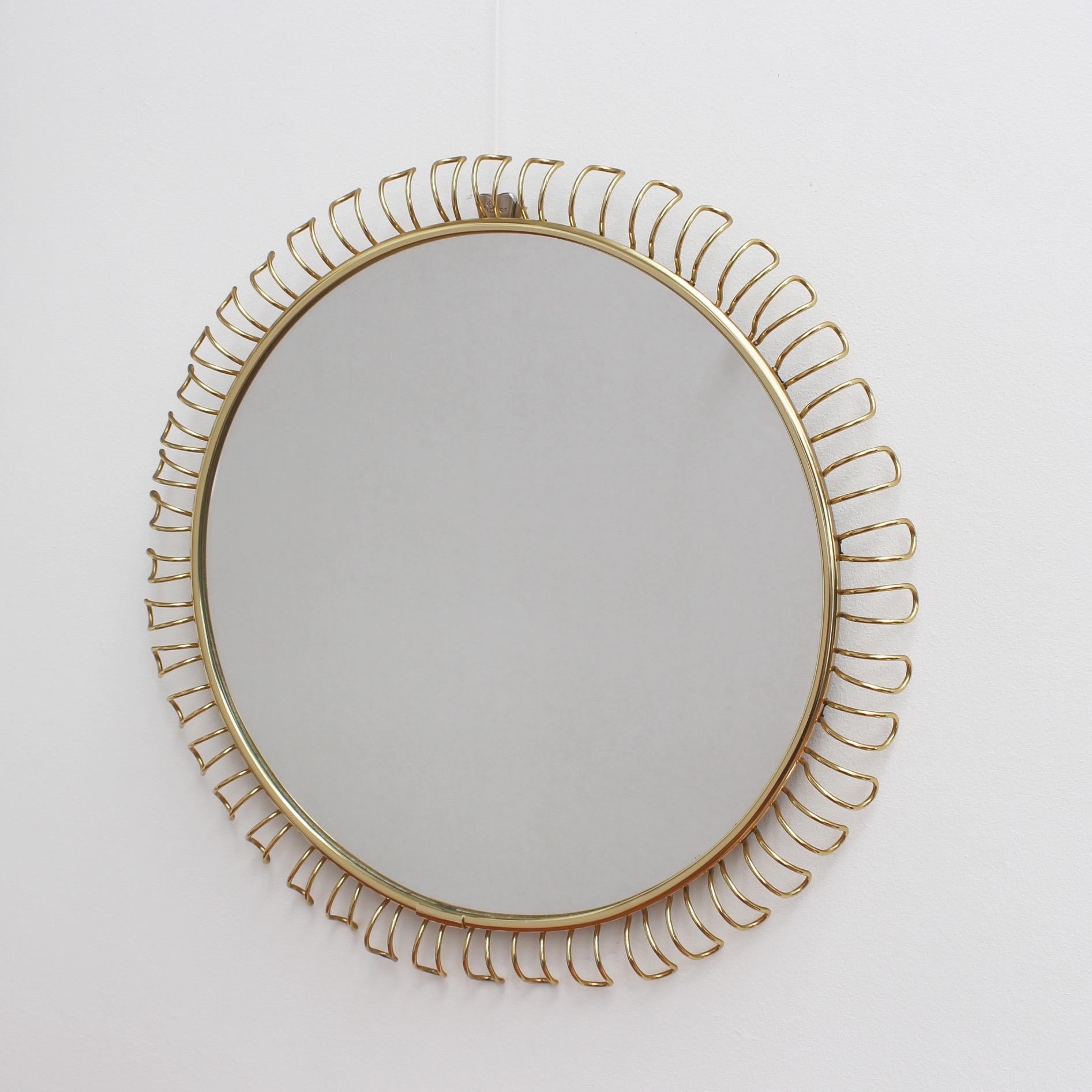 Round Wall Mirror in Brass with Decorative Surround by Josef Frank In Good Condition In London, GB