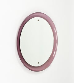 Round Wall Mirror in Purple Lucite Alessandro Albrizzi Style, Italy 1970s