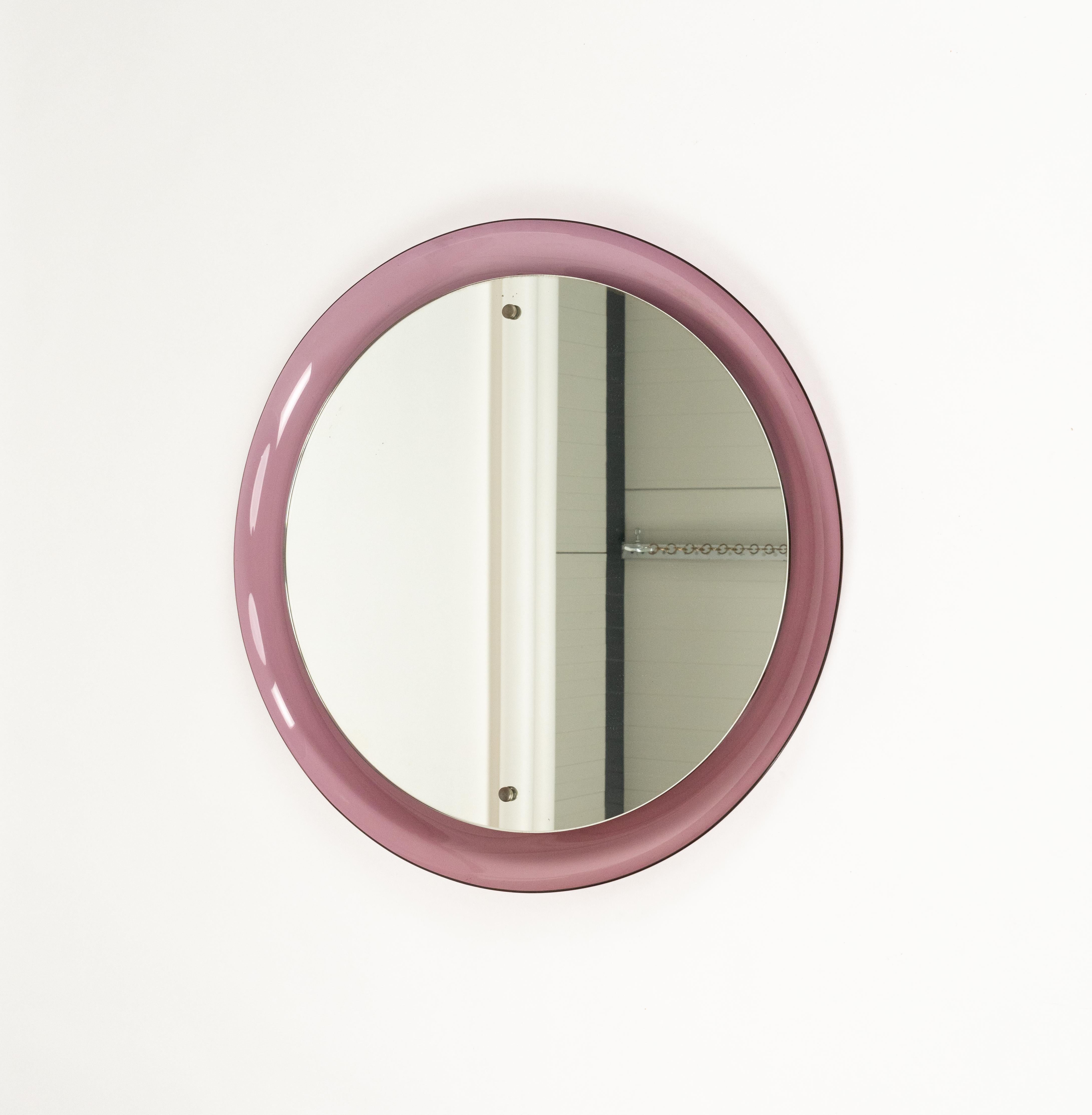 Espejo Redondo de Pared en Lucita Violeta Estilo Alessandro Albrizzi, Italia Años 70 finales del siglo XX en venta