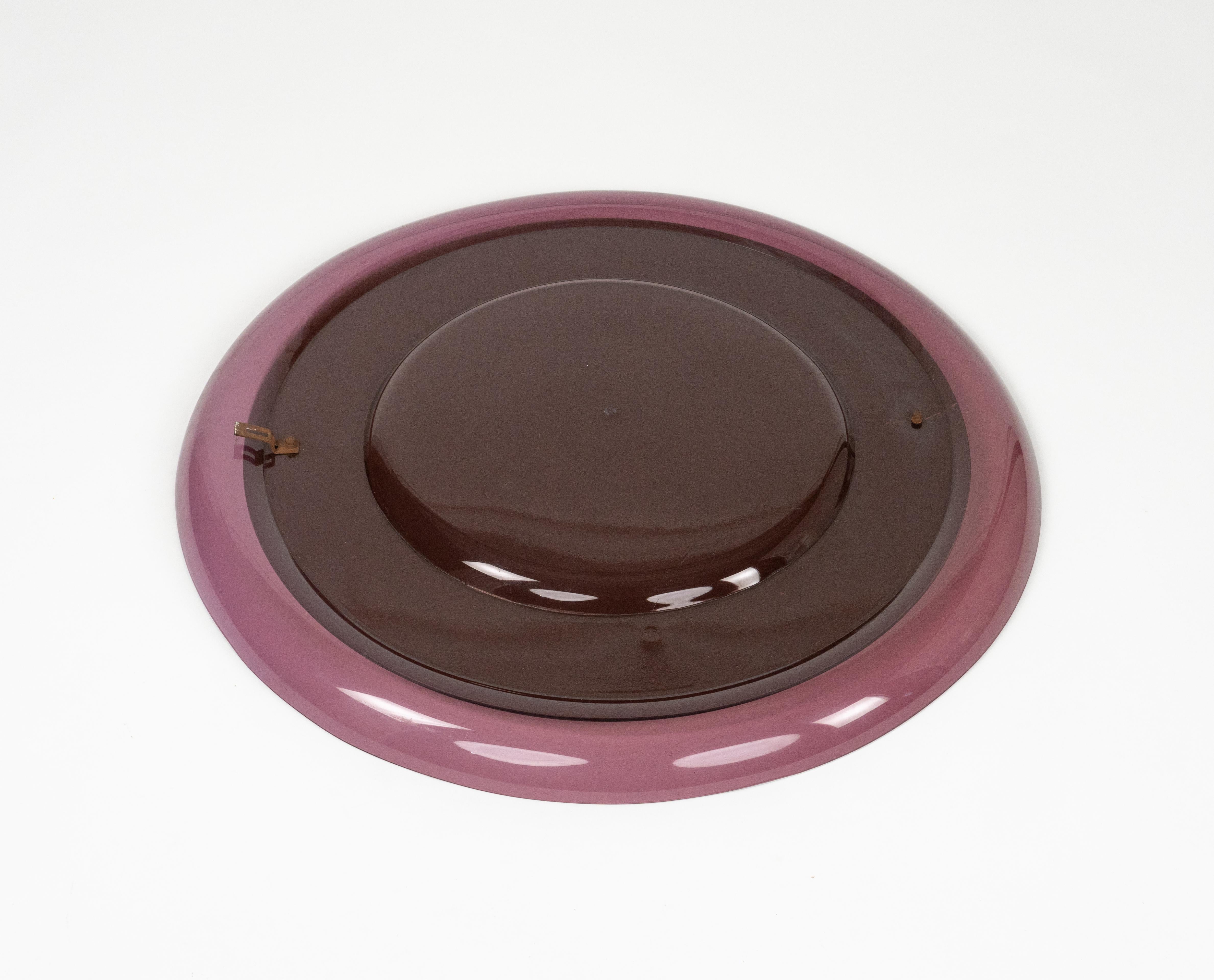 Espejo Redondo de Pared en Lucita Violeta Estilo Alessandro Albrizzi, Italia Años 70 en venta 1