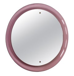 Round Wall Mirror in Purple Lucite Alessandro Albrizzi Style, Italy 1970s