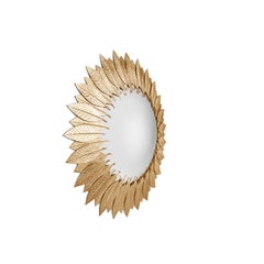 Espejo De Pared Redondo De Hojas Moldeadas En Fundición De Latón