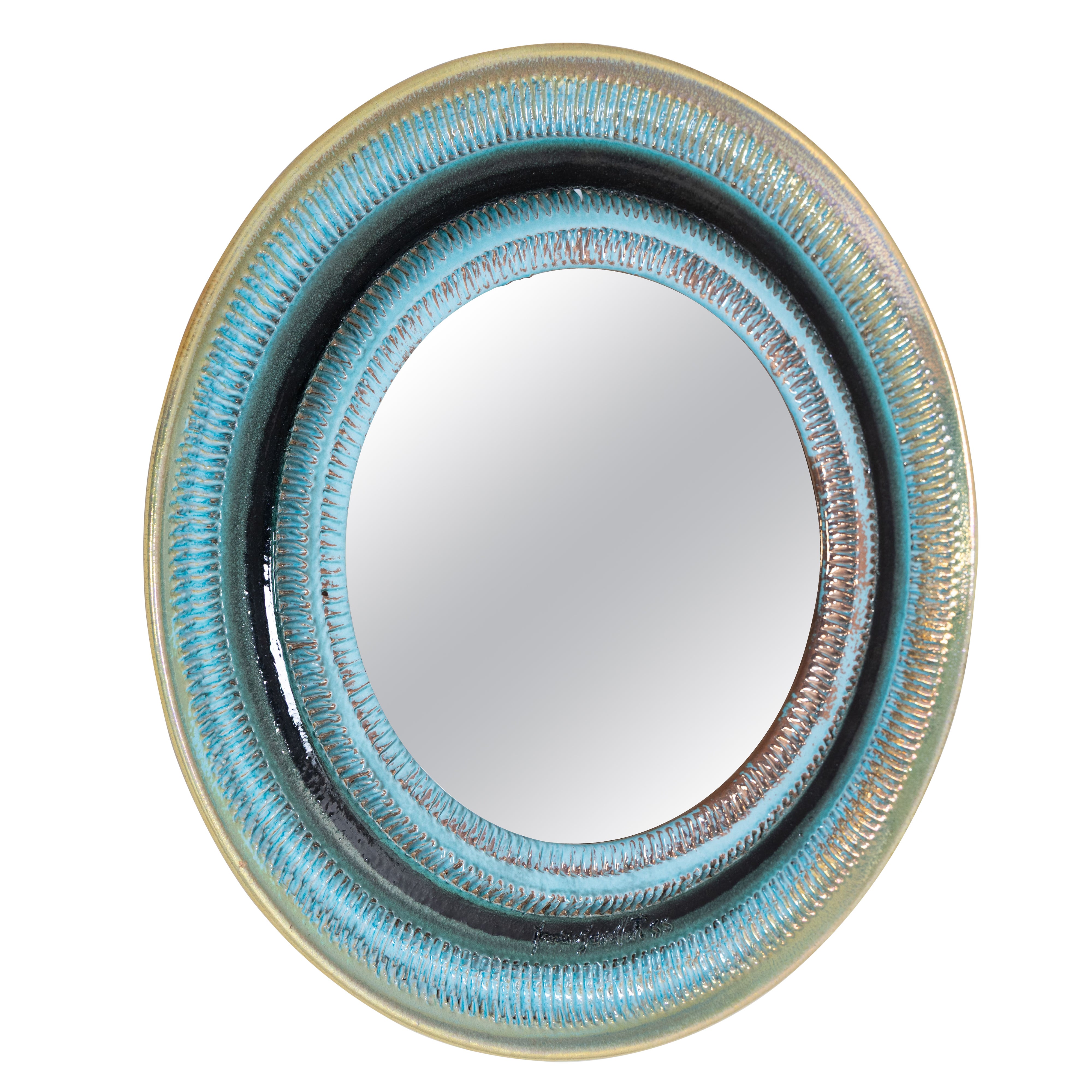 Espejo de pared redondo con marco de cerámica en venta