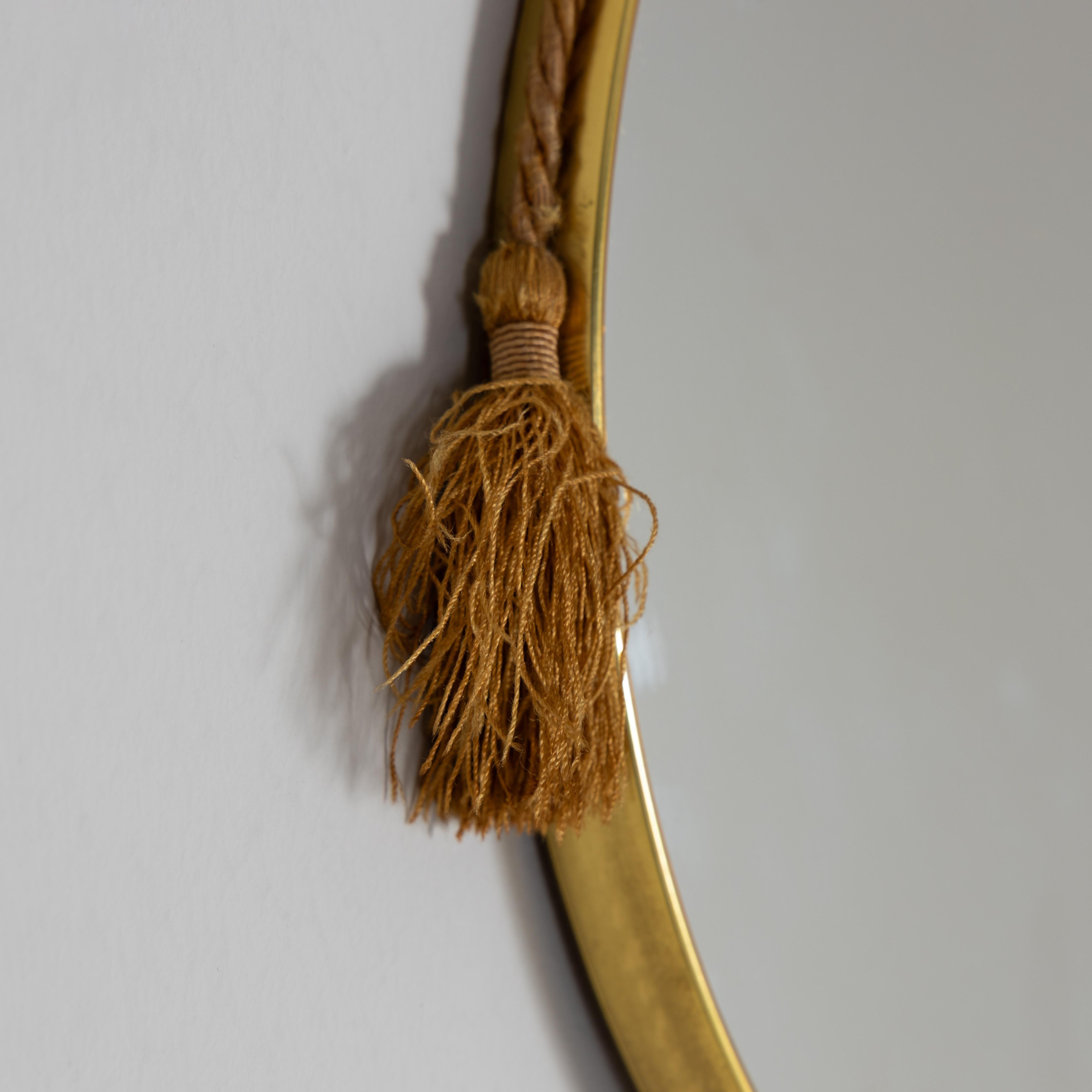 Italian Round wall mirror with rope, 1970 For Sale