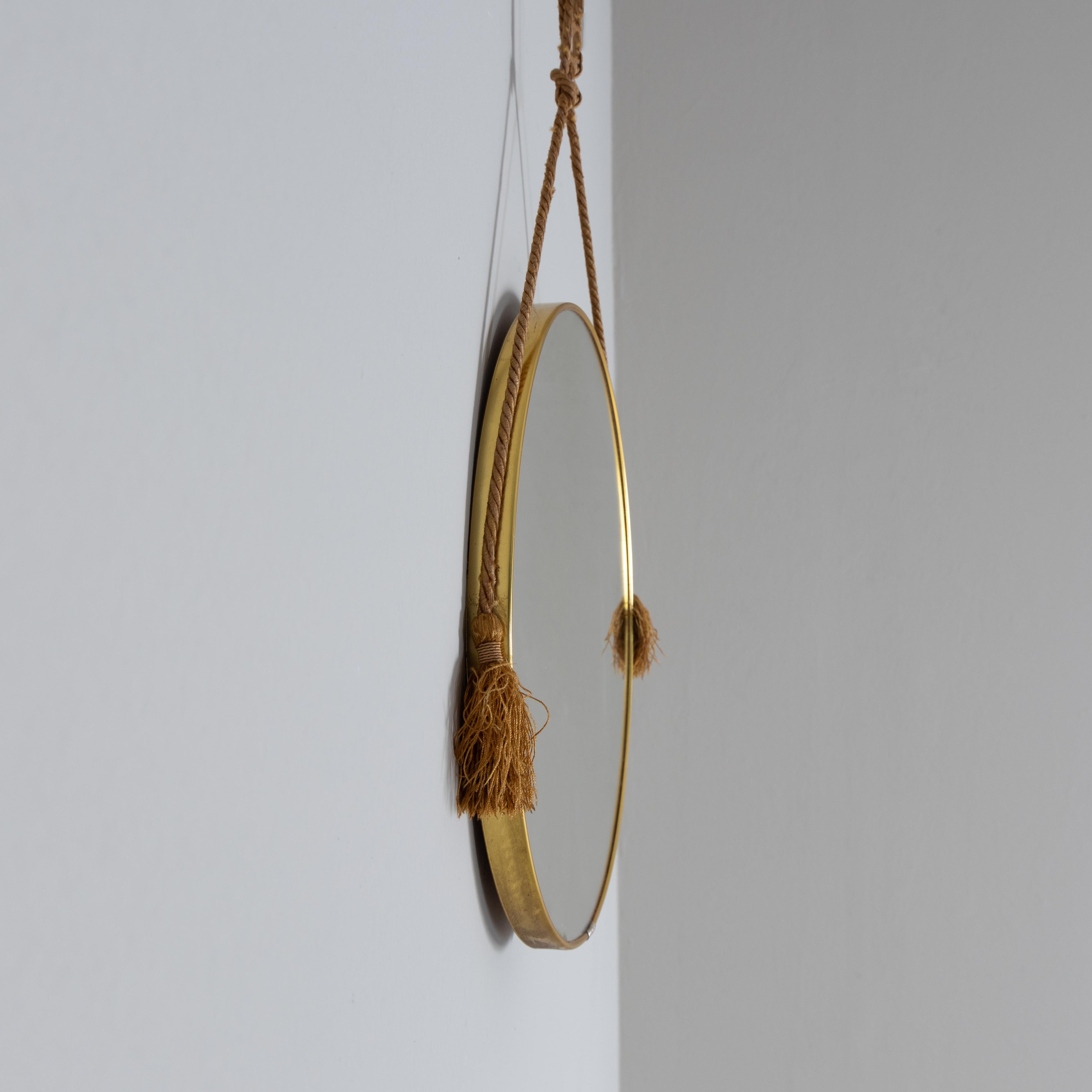 Late 20th Century Round wall mirror with rope, 1970 For Sale