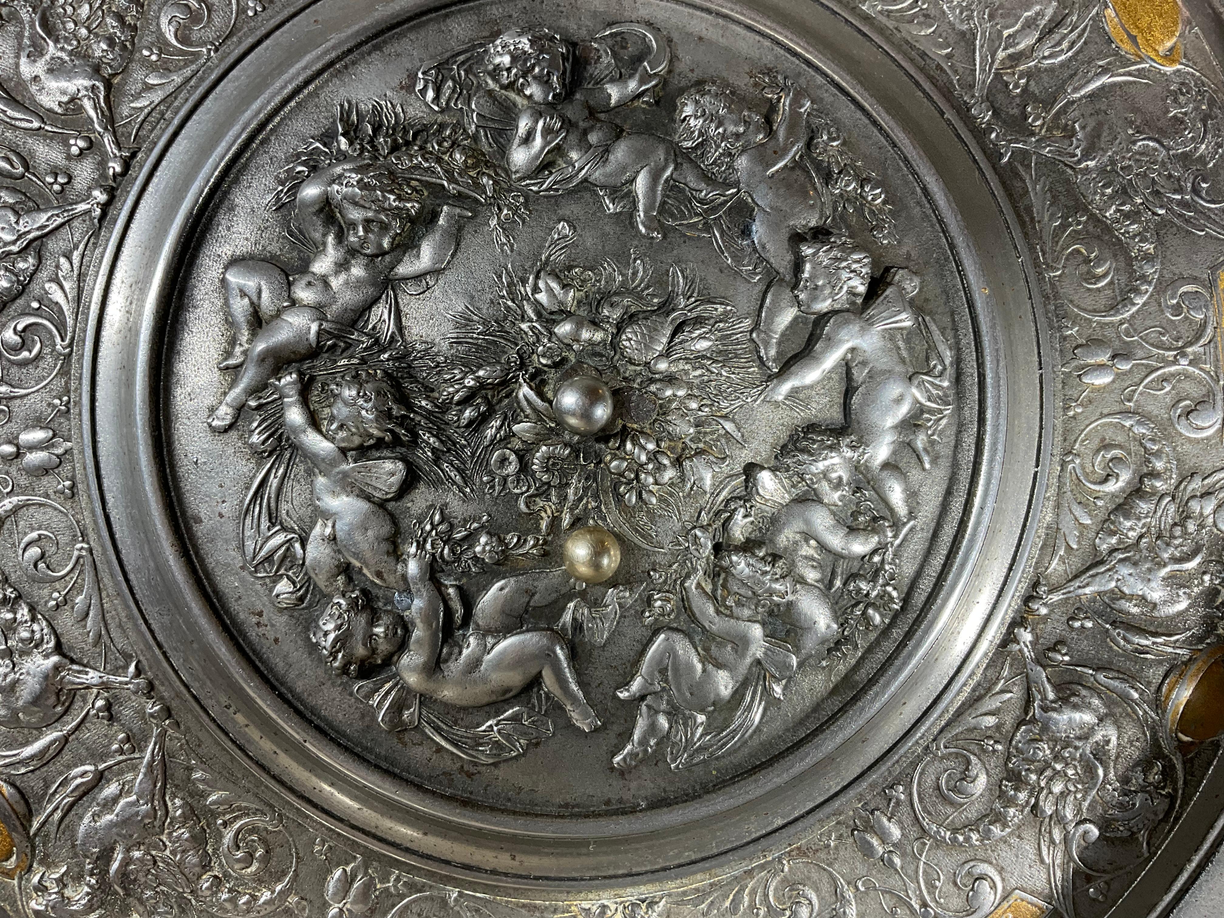 Round Wall Relief or Center Table in the Manner of Francois Briot For Sale 1
