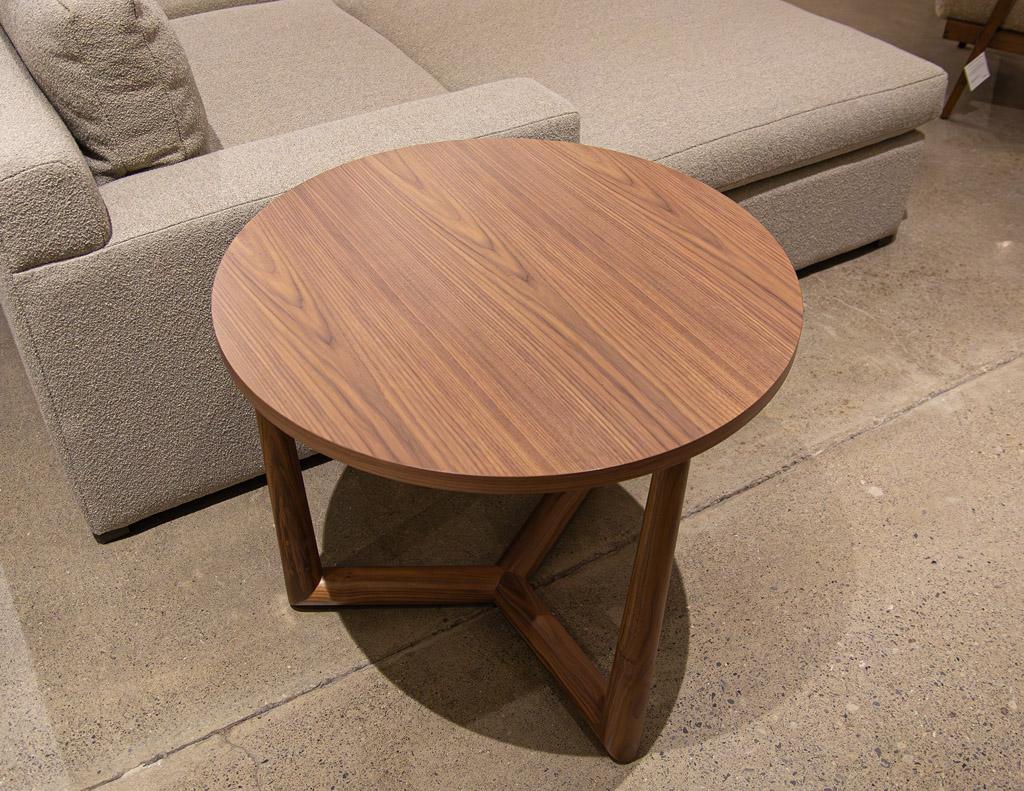 Round Walnut Accent Side Table For Sale 6