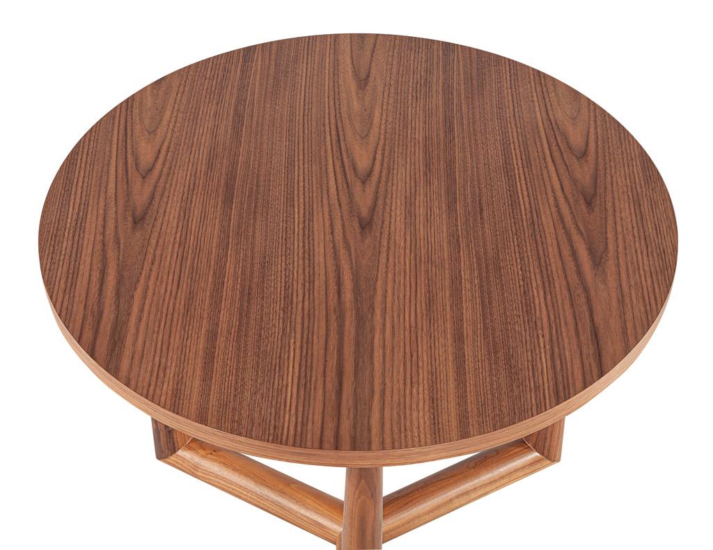 Round Walnut Accent Side Table In Excellent Condition For Sale In North York, ON