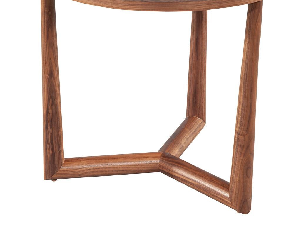 Round Walnut Accent Side Table For Sale 1