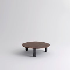 Round Walnut and Black Marble "Sunday" Coffee Table, Jean-Baptiste Souletie