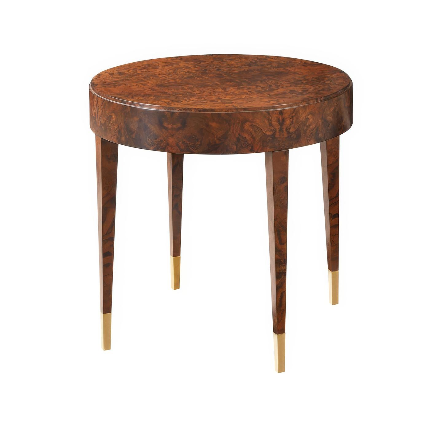 Vietnamese Round Walnut Burl Side Table For Sale