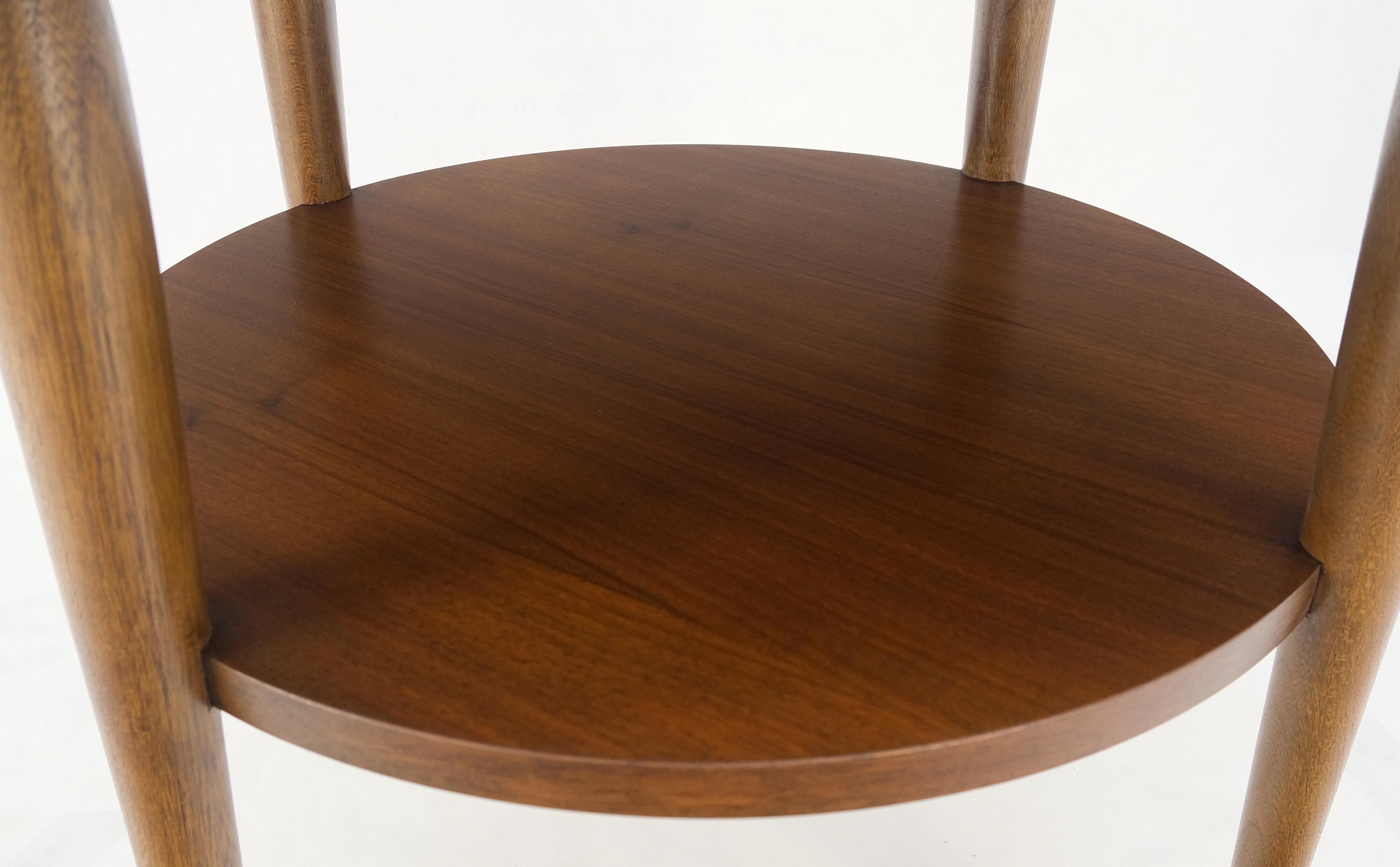 Mid-Century Modern Round Walnut & Chestnut Dovetail Design Two Tier Side End Table Stand Mint!