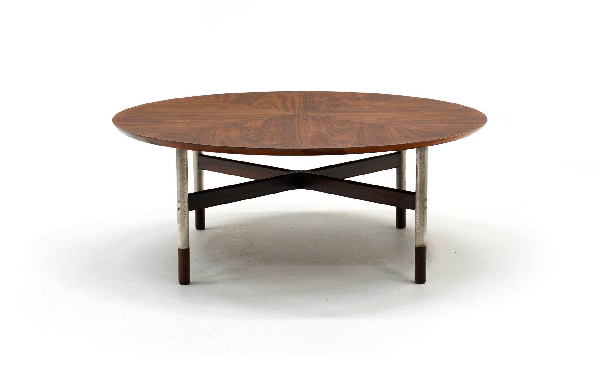 Mid-Century Modern Round Rosewood Coffee Table by Jack Cartwright, in the Style of Finn Juhl
