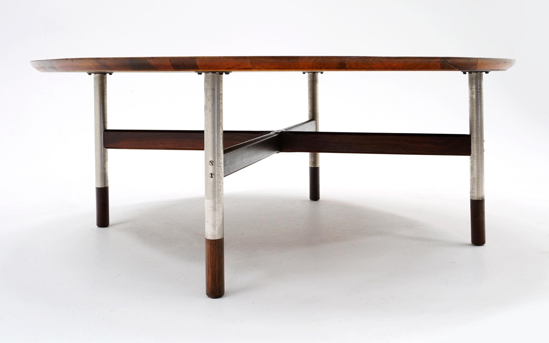 American Round Rosewood Coffee Table by Jack Cartwright, in the Style of Finn Juhl