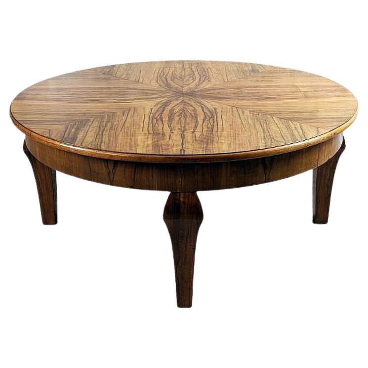 Round Walnut Coffee Table from the Mid-20th Century