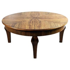 Round Walnut Coffee Table from the Mid-20th Century